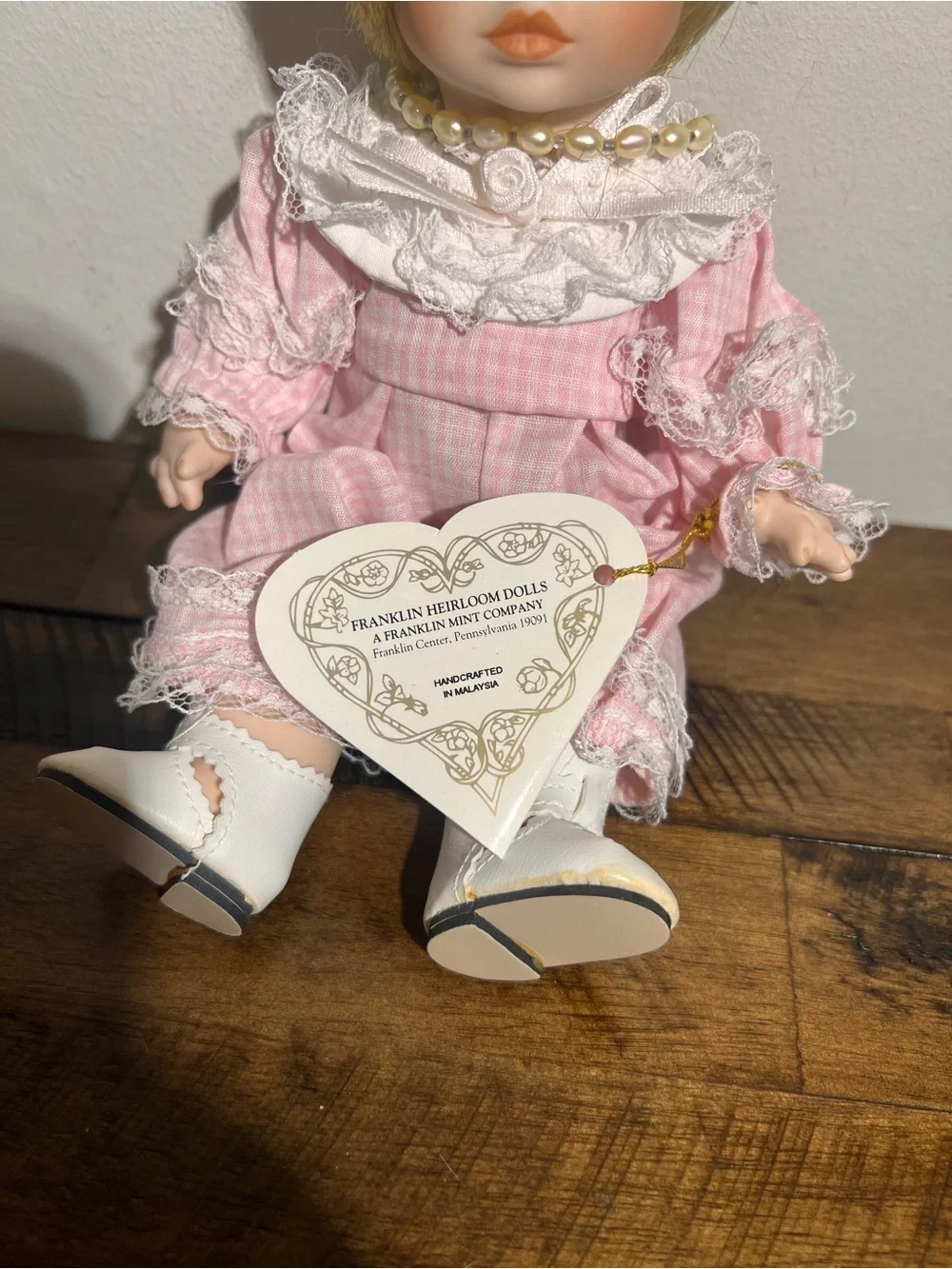 Franklin Mint Heirloom Pink Porcelain Doll